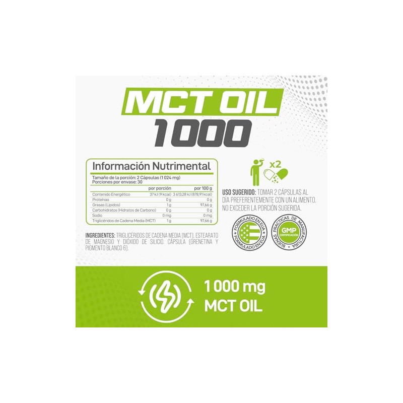 Forzagen Suplemento Alimenticio MCT Oil 800 mg de Triglicéridos de