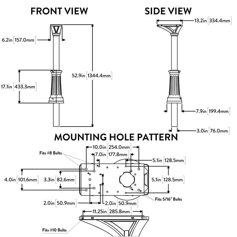 Architectural Mailboxes Elevado Galvanized Steel Mailbox Post, 7517B-10, Black