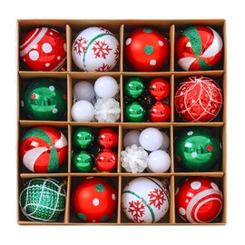 TerraShine Set of 42 Christmas Ball Ornaments for Christmas Tree Decorations, Gorgeous and Stylish Ornaments for Home, Cafe, Store, New Year (Red & Green)