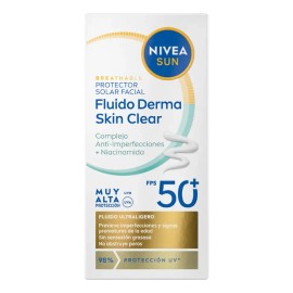 Protector Solar Facial NIVEA SUN Fluido Diario Derma Skin Clear Con Niacinamida Anti-Imperfecciones Fps50+, Acabado Seco 40Ml, Bloqueador Solar