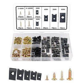 Flaconi 170PCS Car Security Nut,Automotive Screws, Screw Clips Metal Fasteners, Clip Nuts, Trim Clips Automotive, Screw Nuts, Suitable for Dashboard, Door Panel and Interior Trim