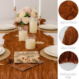 2 Pack Gauze Table Runner - 10FT Cheesecloth Table Runners Bulk for Baby Shower,Wedding Decor,Gender Reveal,Birthday Party,Boho Decorations (Burnt Orange, 2 Pack-10FT)