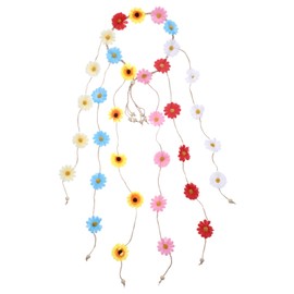 Summer Sunflower Flower Hippie Headband 1 Piece Hair Accessories Daisy Bohemian Flower Crown Headband Forest Vine Crown Bridal Headpiece Photo Props for 60s 70s Party Accessories - Colorful