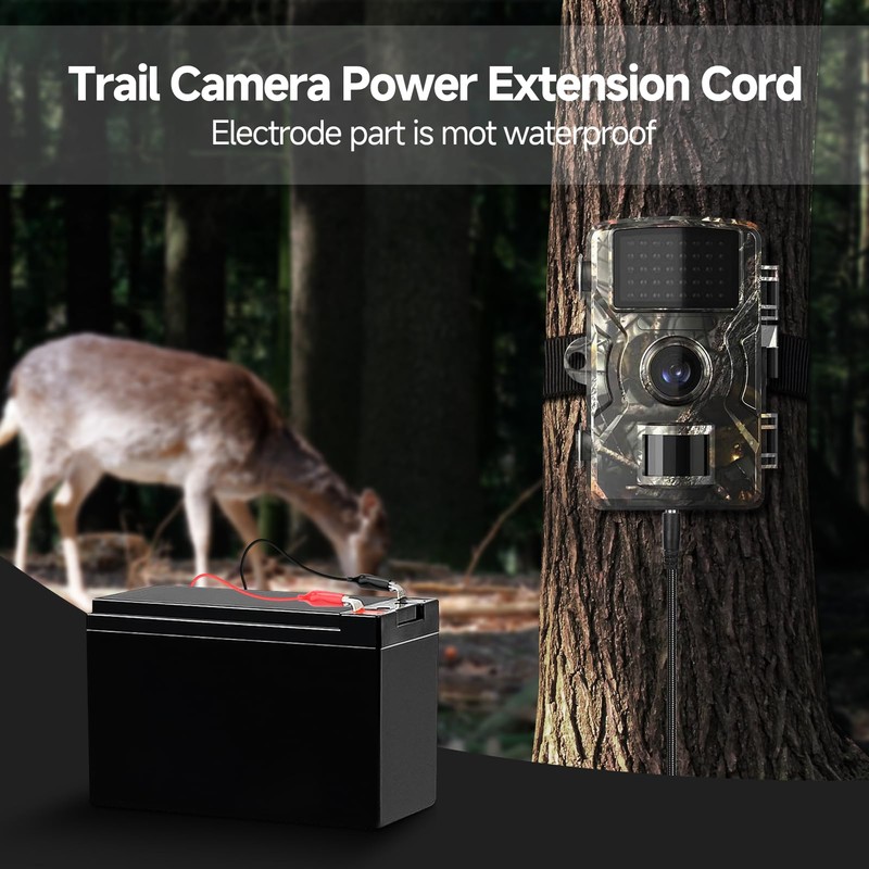 Durable Chew Proof Trail Camera Power Cable fits Stealth Cam,Spypoint,Moultrie,Browning,Wildgame