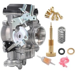 YJGZSVK CV40 Carburetor & Idle Mixture Screw for Harley Davidson Sportster XL 883 1200/ Softail/Touring/Dyna & FXR/CV 40MM Carb (with Fuel Filter + Spark Plug + Jets)