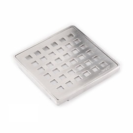 Wedi Drain Cover, Square Stainless Steel Grate Assembly with Stainless Steel Finish, 3-3/4"x3-3/4 x1/4, for Shower Base in Tiled Shower Surrounds (US1000057)
