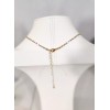 Crystal Avenue Pearl Rhinestone 16" Necklace Gold Tone Fringe Lace