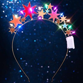 DRESBE Star Light Up Headband LED Stars Headbands Glow Party Hair Accessories for Women (Colorful)