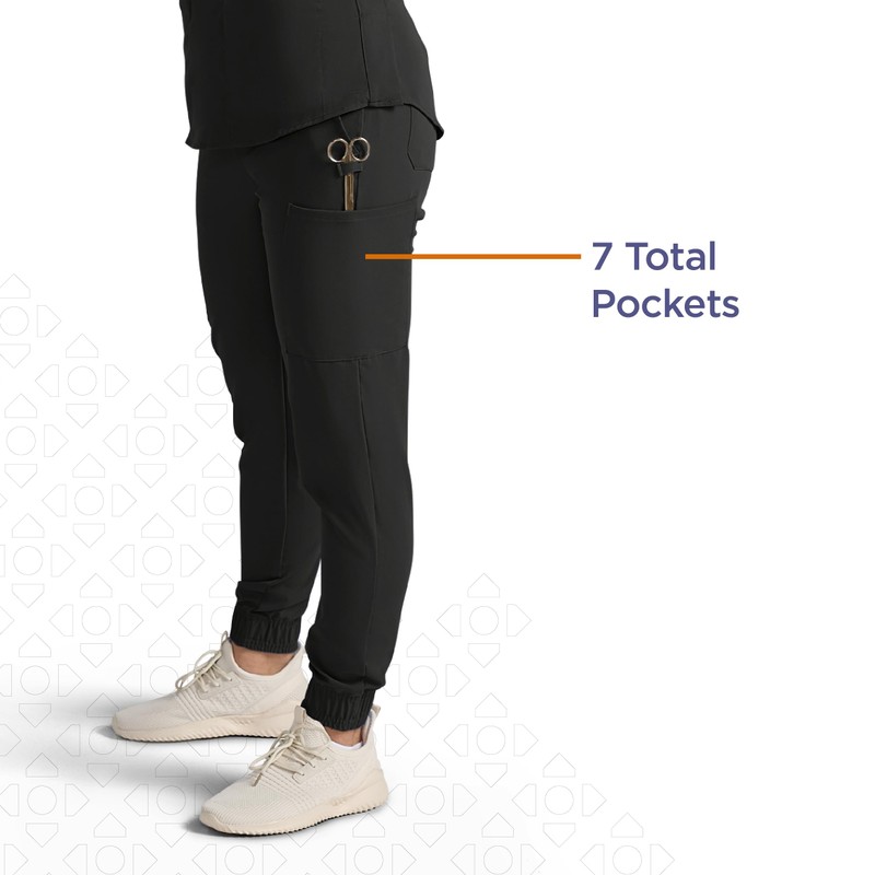ave. First Women's Scrub Pants, Modern Jogger Style, Mid-Rise, Breathable