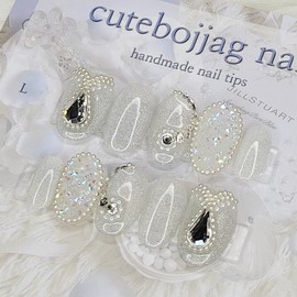 Wedding pixie handmade nail tips - Paddy B / 웨딩 픽시 수제네일팁 - 패디B