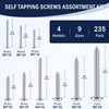 235 PCS Self Tapping Screws Assortment Kit, M3 M4 M5