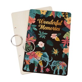 SUPERDANT Moon Phases Greeting Card Organizer Planning Book Binder Card Keeper Butterfly Cards Holder Wooden Cards Keeper Binder Photo Album 2-Rings Cover Keepsake for Birthday Wedding Holiday Gifts