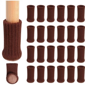 Ezprotekt furniture socks, pack of 24, knitted furniture/chair leg protectors, non-slip protectors to prevent scratches, noise and easily move furniture, light brown, dark brown