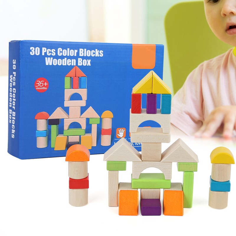 MultiColor Building Blocks Toy Wooden Boxed Children Kid Educational Toy