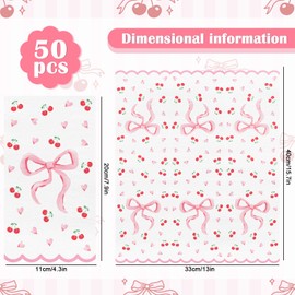FYSUIMU 50Pcs Pink Bow Cherry Guest Napkin Coquette Bowknot Cherries Paper Napkin Disposable Dinner Hand Towel Napkin for Home Kitchen Bathroom Party Supplies
