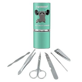 I Workout So I Can Eat Garbage Raccoon Trash Panda Funny Stainless Steel Manicure Pedicure Grooming Beauty Care Travel Kit