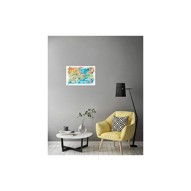 artboxONE Poster Cities Rio de Janeiro Illustrated Map - Picture