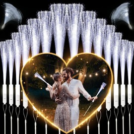 YeahBoom Pack of 36 Wedding Fibre Optic LED Glow Sticks Glow in the Dark for Christmas, Party, Concert