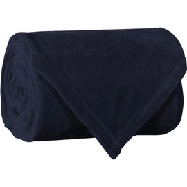 Comfort Lab Plush Flannel Throw Blanket - Soft, Lightweight, Giftable Fleece Blanket for Couch, Bed & Home Decor - Anti Pilling and Non Shedding Fleece Couch Throw - Kids/Pet (40" x 50") - Navy