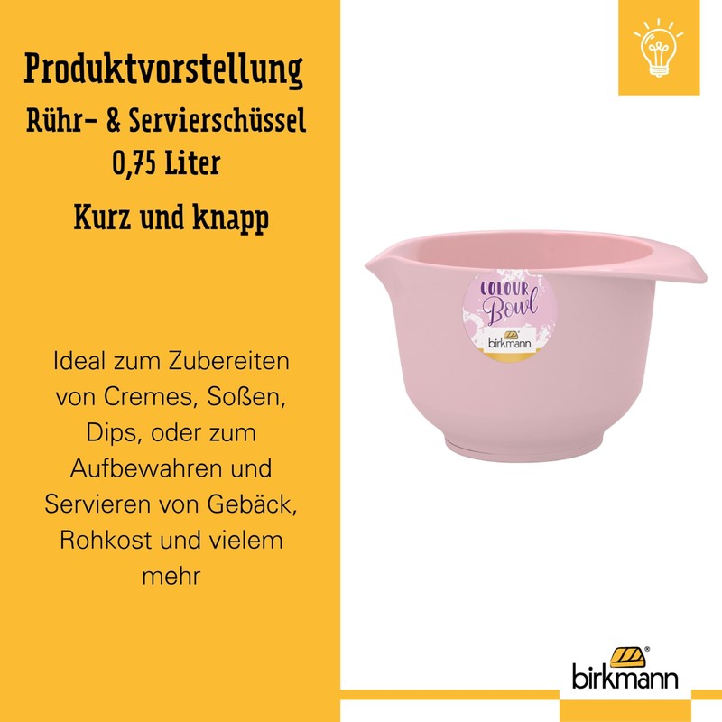 Birkmann, Colour Bowls, Mixing and Serving Bowl, Small, 0.75 Litres,