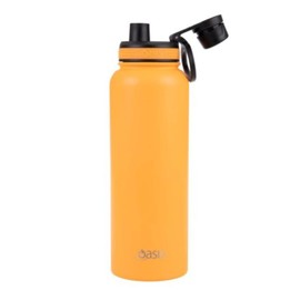 Oasis Stainless Steel Double Wall Insulated Sports Bottle with Screw Cap Neon Orange 1.1L Challenger