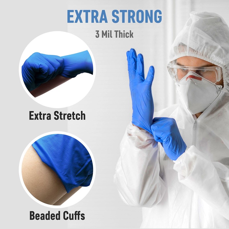 Powder Free Disposable Nitrile Gloves Medium -100 Pack, Blue -Medical
