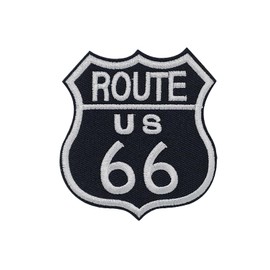 PSL Route US 66 Patch Wikineon Iron on Patches Patches for Jackets Patches for Clothes Mini Patches Embroidered Sew on Patches Iron on Patch Sew on Patch Cool Patches Unique Patches, Black