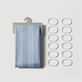 JAJU [JAJU] Stripe Shower Curtain 180X180cm_Blue
