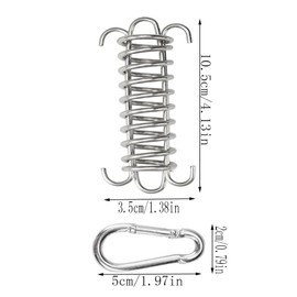 Changyeah Awning Accessory Set, 4 Pieces Tension Spring Awning with 8 Carabiners, Stainless Steel Sun Protection Attachment Sail Mounting Tool, Tension Springs with Hooks for Camping Tent