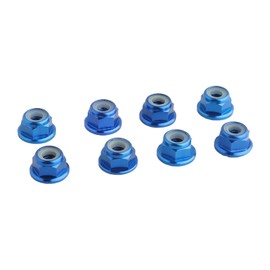 GDOOL 8PCS Flange M4 Lock Nuts Serrated Nylon Self-Tightening Aluminum M4 Wheel Hardware for Axial HPI TLR ECX Model RC Car Vehicles Upgraded Replacement Parts (Dark Blue)