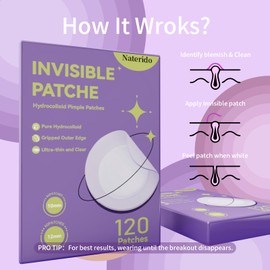 Naterido Invisible Blemished Patches, 2 Size (120 Patches) - Hydrocolloid Blemish Patch, Spot Cove, Spot Dots for Face Zit Patches