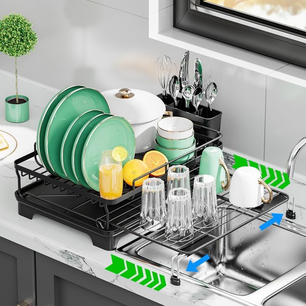 VNIMTI Dish Drying Rack, Expendable Dish Rack for Kitchen Counter,