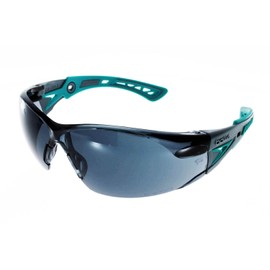 Bolle RUSH+ Small Safety Glasses Grey/Green Temples Smoke Lens - BL-RUSHPSPSFG