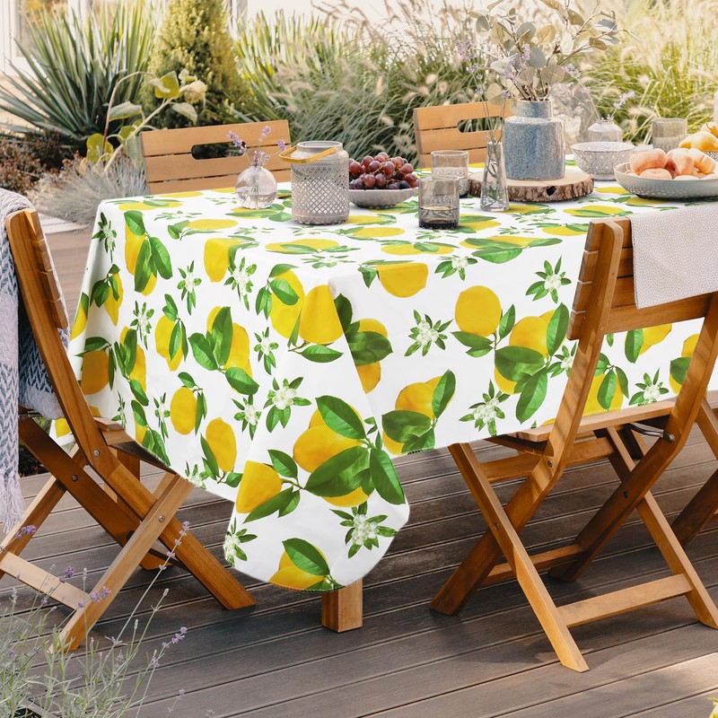 Arquiel Lemon Yellow Rectangular Tablecloth Wipe Clean PVC Waterproof Oilproof