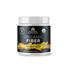 Ancient Nutrition Organic Fiber Powder, Pineapple Mango, Soluble Fiber from Acacia & Konjac Root, Supports Digestive Health, Reduces Bloating, 6.4 oz