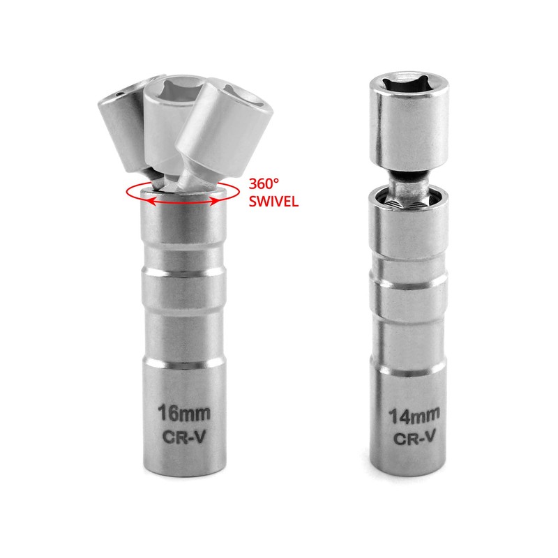 QWORK® 2Pcs Thin Wall Spark Plug Socket, 3/8 Inch 12-Point