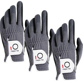 DGKX-024 Men's Golf Gloves, Set of 3, Suede Faux Leather, Rip-Resistant, Fiber Cloth, Mesh Material, Breathable, Quick Drying, Abrasion Resistant, Velcro, Multi-functional, All-Weather Golf Gloves
