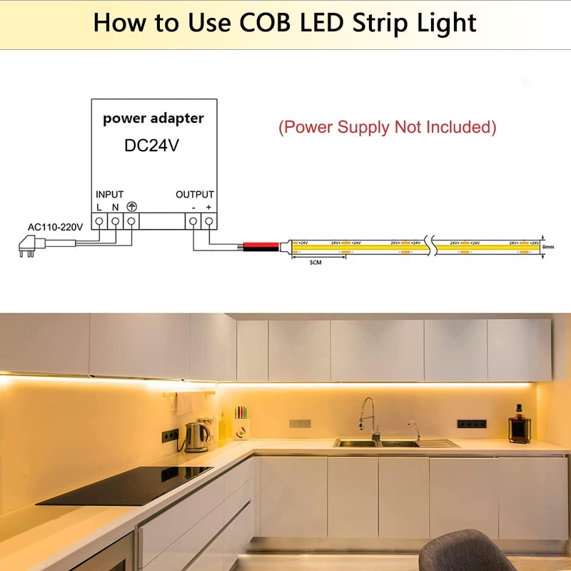 COB LED Strip 5 m, 24 V LED Strip 2700