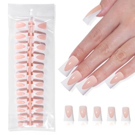 120PCS Short Duck Press On Nails,Reusable False Nail Soft Gel Fake Nail Short French Tip Press On Nails for Women and Girls.02