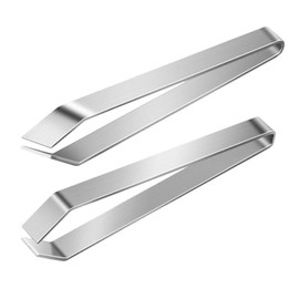 SHOWERORO 2pcs Stainless Steel Fish Bone Tweezers Set with Flat and Angled Tips Precision Meat Deboning Tool for Kitchen Use Comfortable Ergonomic Grip Multifunctional Hair and Bone Remover
