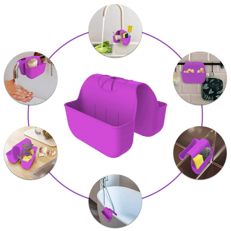 VPASION Sponge Holder for Kitchen Sink, Silicone Sink Saddle Caddy