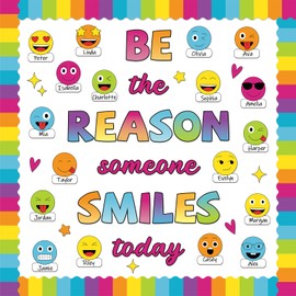 Classroom Bulletin Board Decoration Set Welcome Banner Wall Door Colorful Smile Face Classroom Decorations for Kindergarten Preschool Elementary Middle School(Be The Reason Someone Smile Today)