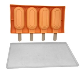 Aleissi | Molde Rigído Para Paleta de Hielo, Incluye Tapa y Palitos, Figuras de Cactus y Sandia, Antifugas, Excelente Calidad (Paleta Naranja)