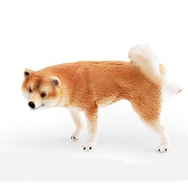 Neko Kamiyama Shibainu Shibainu Pissing Pose Puppy Animal Figurine Model Miniature Figurine Interior Collector Model (Beige)
