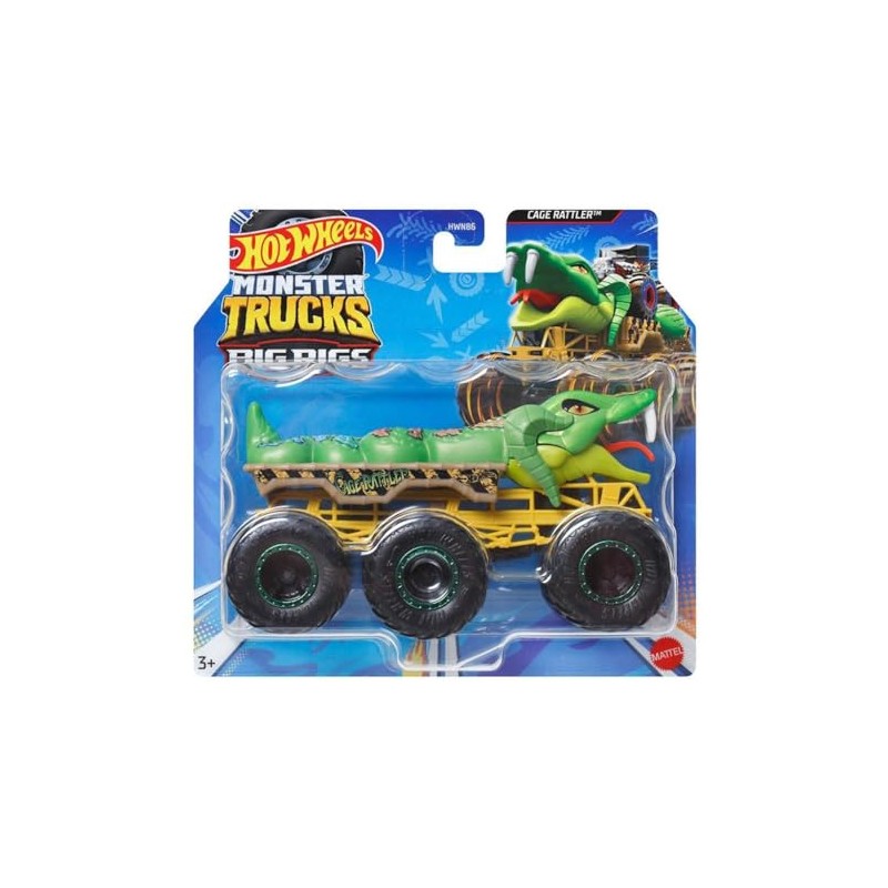 Hot Wheels Monster Trucks 1:64 Tow Truck Cage Rattler HWN86