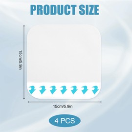 Pack of 4 Hydrocolloid Wound Dressings, 15 x 15 cm, Extra Thin Hydrocolloid Plasters, Large Waterproof Wound Plasters for Cuts, Abrasions, Pressure Points, Blisters, Acne and Venous Leg Ulcers