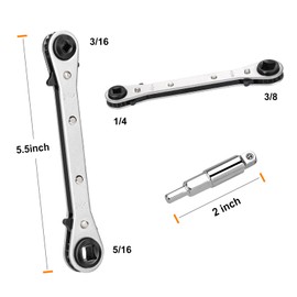 WADEO HVAC Service Wrench, Service Wrench Hvac Tools for Air Conditioning, Refrigeration Equipment, 3/16", 1/4", 5/16", 3/8", with Hex Bit Adapter
