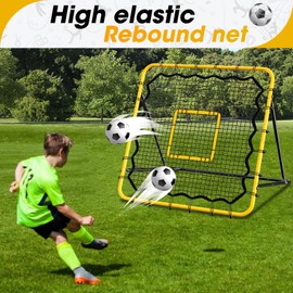 3.7×3.7FT Soccer and Baseball Rebounder Net,Volleyball Rebounder,Pitch Back Net,Multi-Sport Training Rebound Net,with Pitching Target,Adjustable Angles