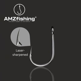 AMZfishing® 20 x Laser-Sharpened Coarse Fish Hooks, 10 Sizes, Carp Hooks, Feeder Hooks, White Fish Hooks, Fishing Hooks, Bream Fishing Hooks, Sharp Fishing Hooks, Trout (Friedfish 20, #6)