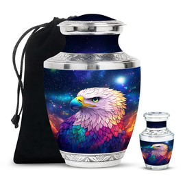 YATHABHISA Cremation Urn for Ashes, Urn for Ash Adult Human Remains, Memorial Gift Combo for Mom & Dad, Dark Blue, Combo (10 Inch & 3 Inch Mini)